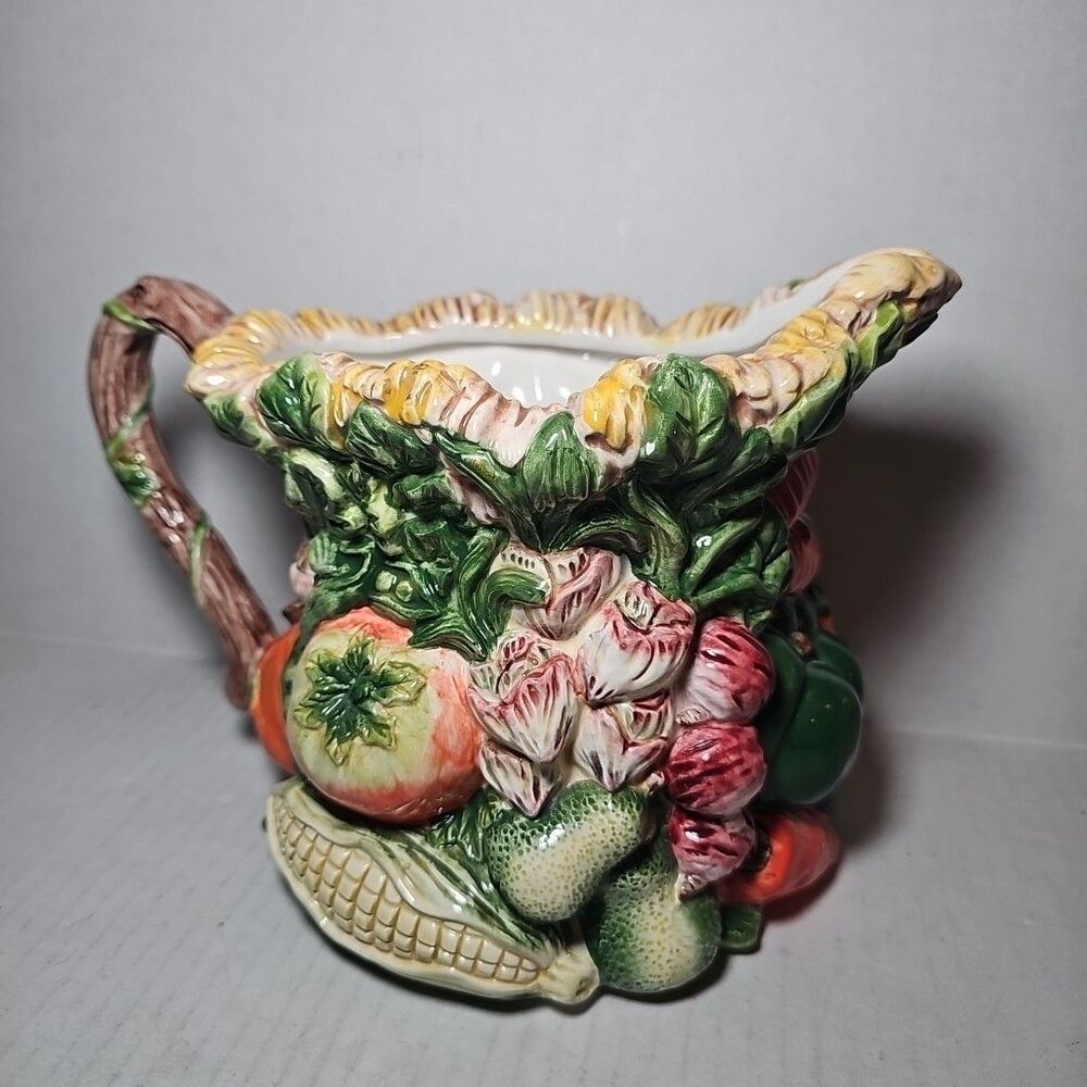 Vintage WCL Harvest Themed Pitcher Hand Painted Ceramic Rare MINT